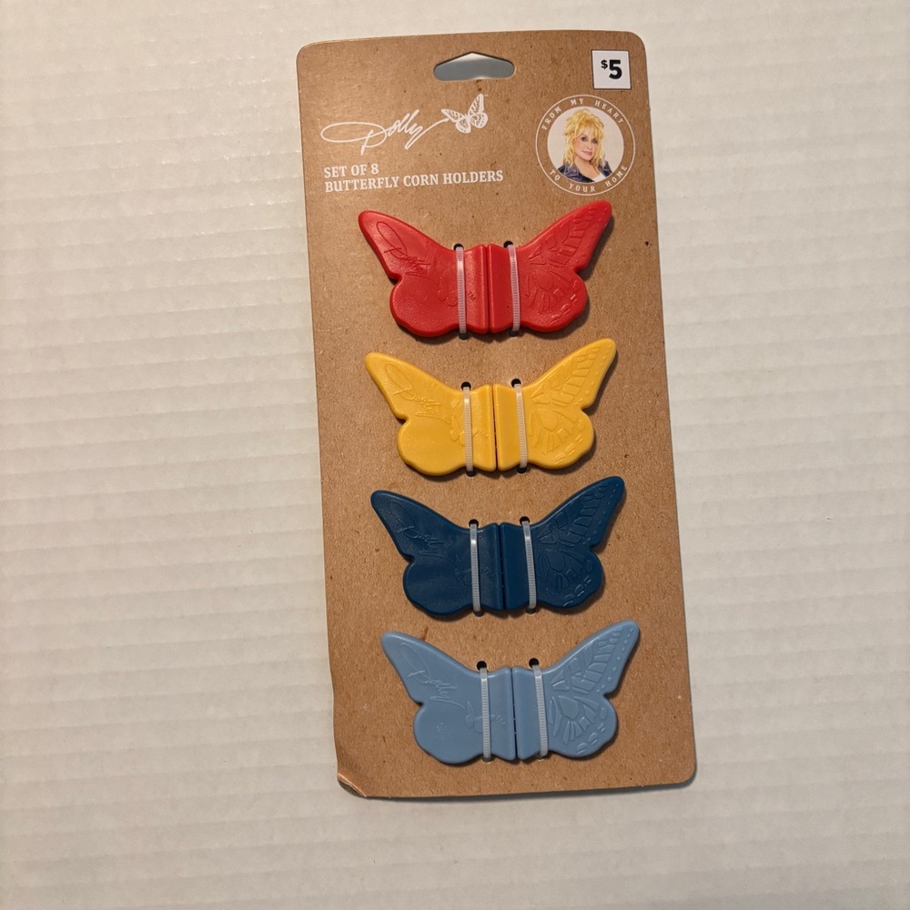 Polly Butterfly Corn Holders Set - Red, Yellow, Blue